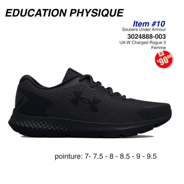 Item 10 Blizzard Été Souliers femme Charged rogue 3 UA 3024888-003 2025