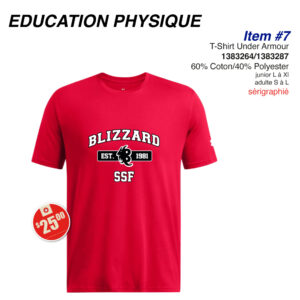 Item 07 Blizzard été éducation physique t-shirt UA 1383264 1383287 2025